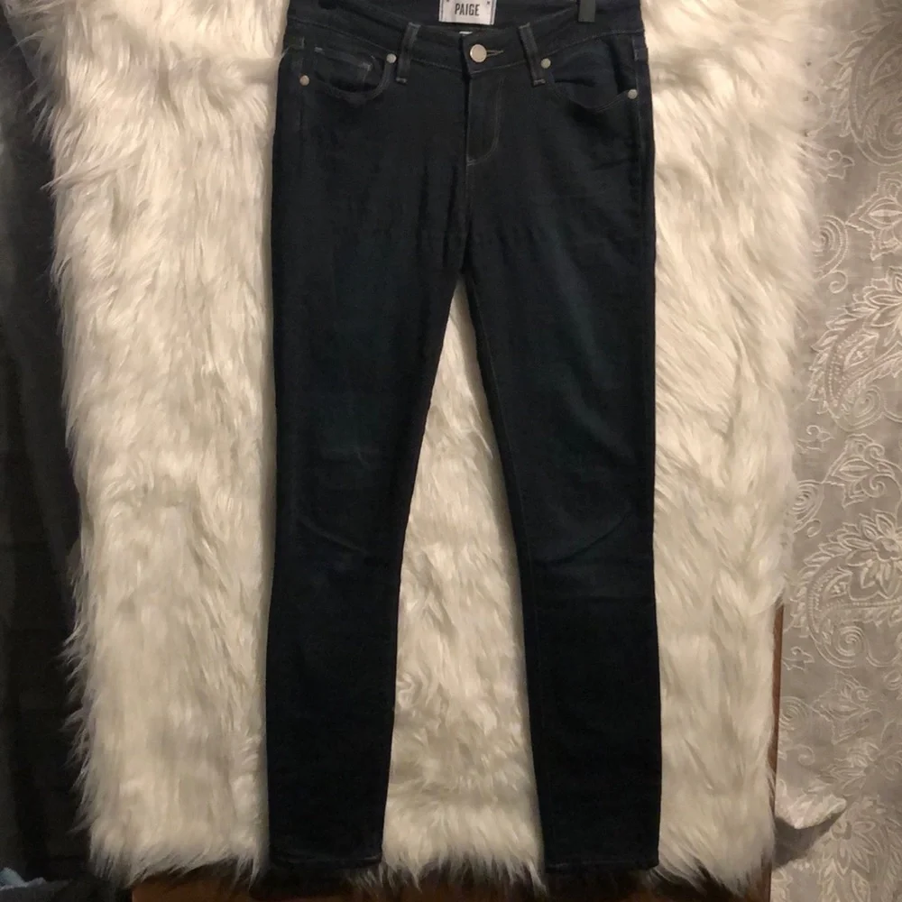 Paige Leggy Ultra Skinny in Dark Mona Wash Size 26
